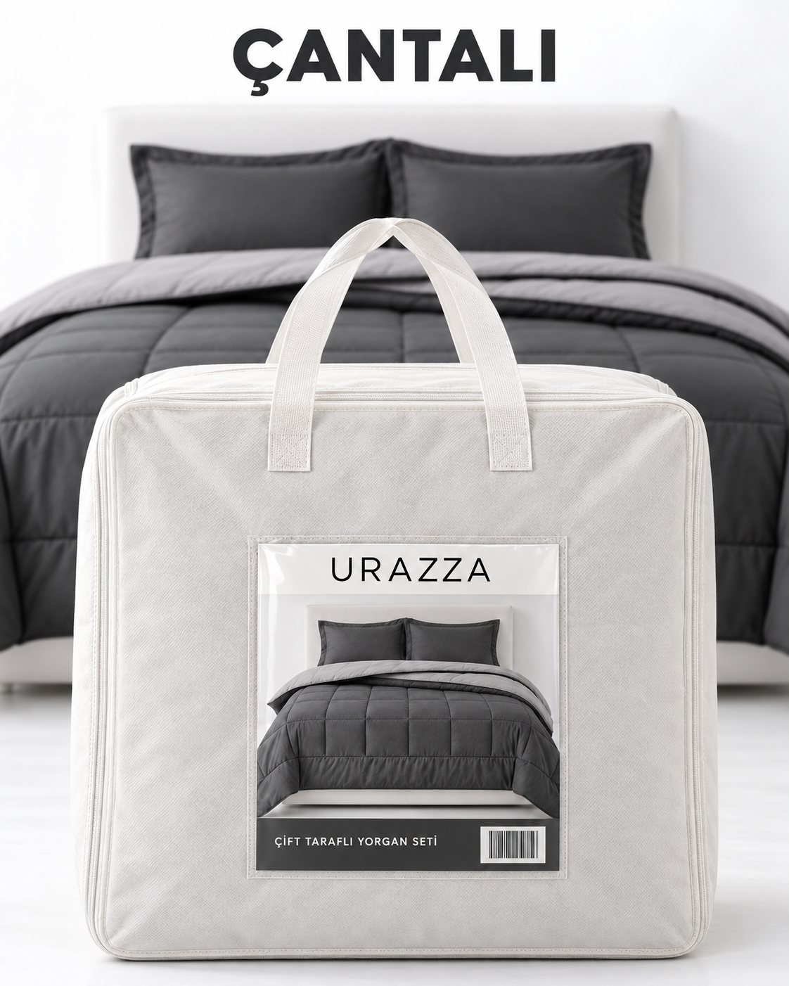 URAZZA çift taraflı uyku seti Antrasit / Gri