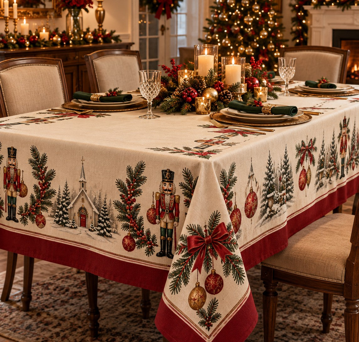URAZZA Nutcracker Village yılbaşı masa örtüsü